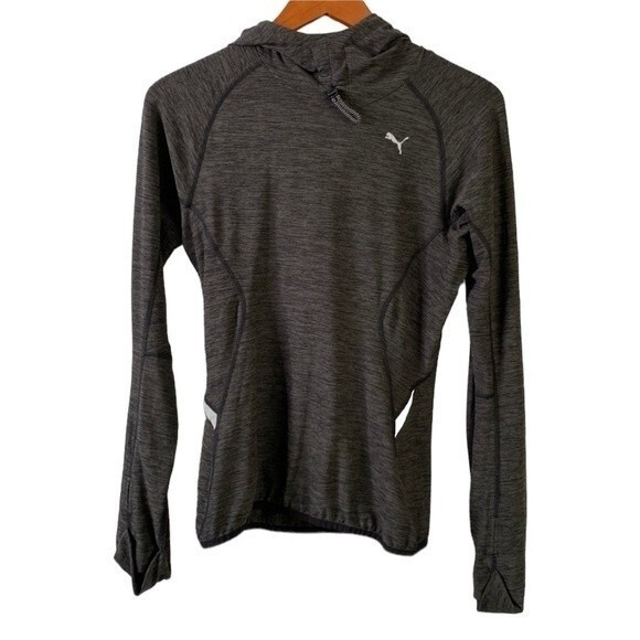 Puma Running Pullover Hoodie Top Warm Cell Long Sleeve Thumb Hole Activewear - Picture 15 of 15